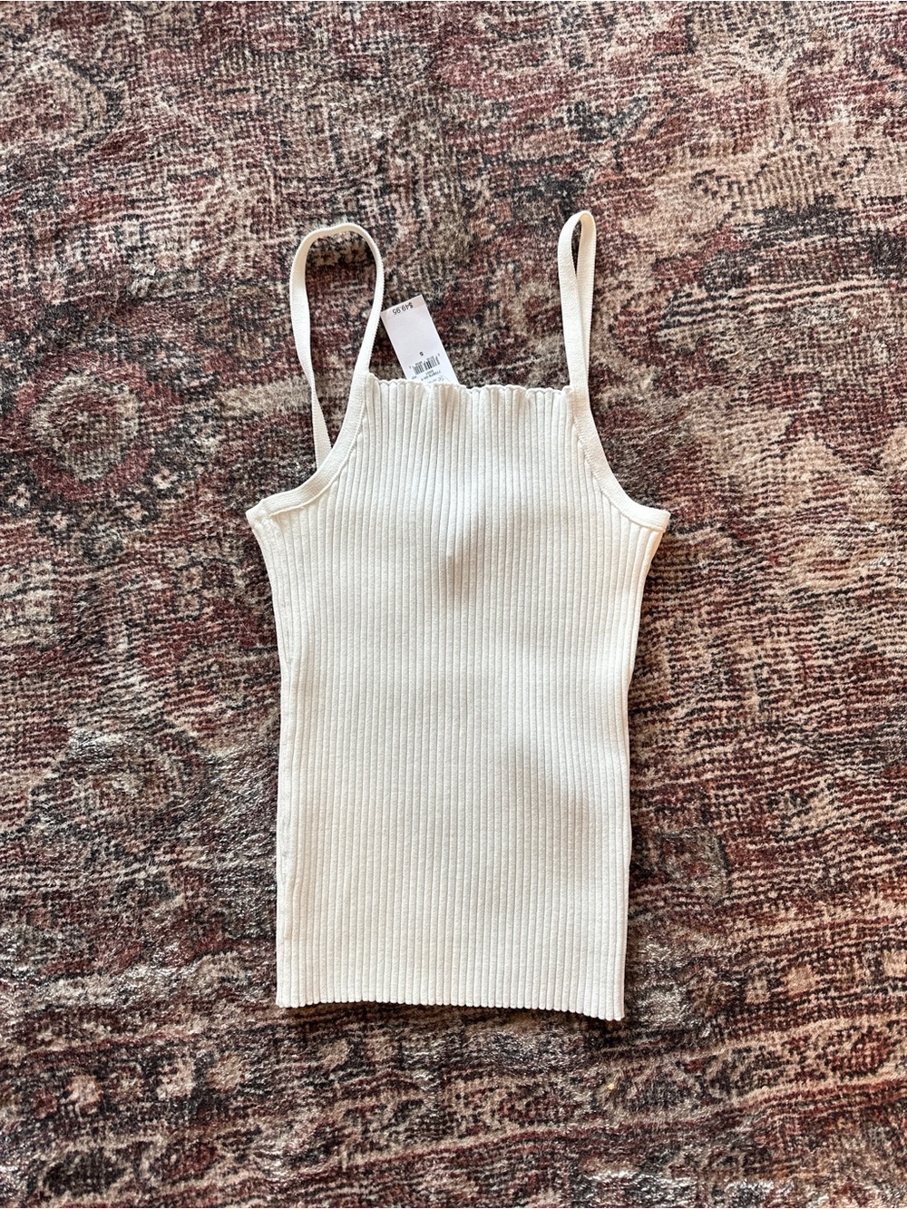 NWT Gap Ribbed Square Neck White Tank Top Size Small